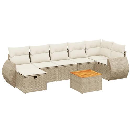 Sofasæt til haven 8 dele med hynder polyrattan beige