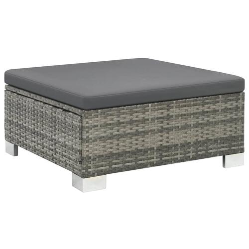 Haveloungesæt 10 dele med hynder polyrattan grå