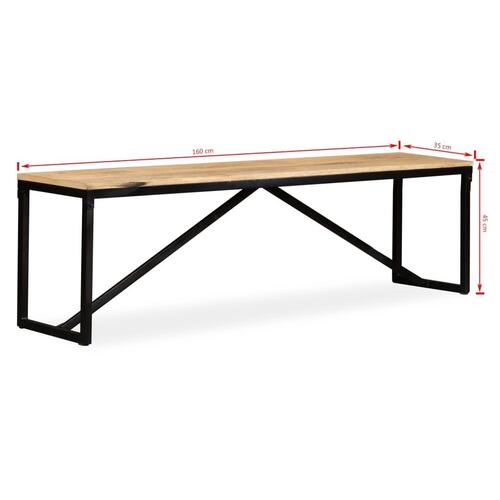 Bænk i massivt mangotræ 160 x 35 x 45 cm