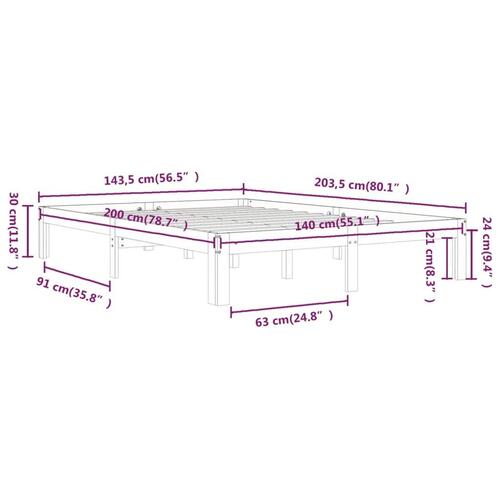 Sengeramme 140x200 cm massivt fyrretræ