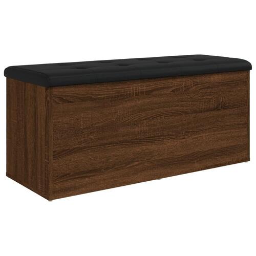 Opbevaringsbænk 102x42x45 cm konstrueret træ brun egetræsfarve