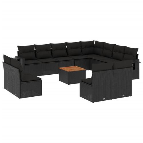Sofasæt til haven 13 dele med hynder polyrattan sort