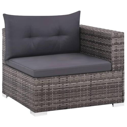 Haveloungesæt 3 dele med hynder polyrattan grå