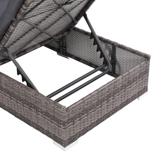 Haveloungesæt 3 dele med hynder polyrattan grå