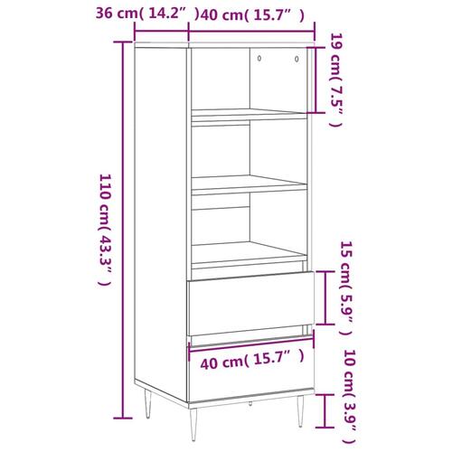 Skab 40x36x110 cm konstrueret træ betongrå