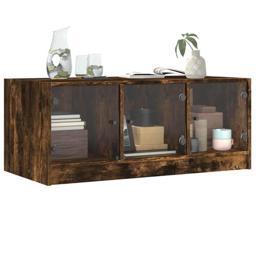 Sofabord med glaslåger 102x50x42 cm røget egetræsfarve