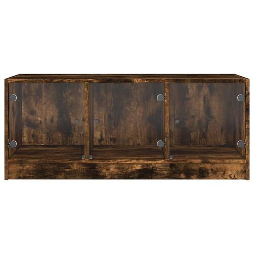 Sofabord med glaslåger 102x50x42 cm røget egetræsfarve