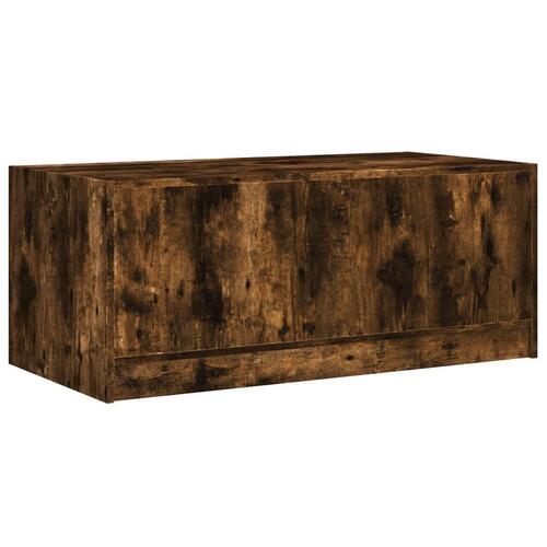 Sofabord med glaslåger 102x50x42 cm røget egetræsfarve