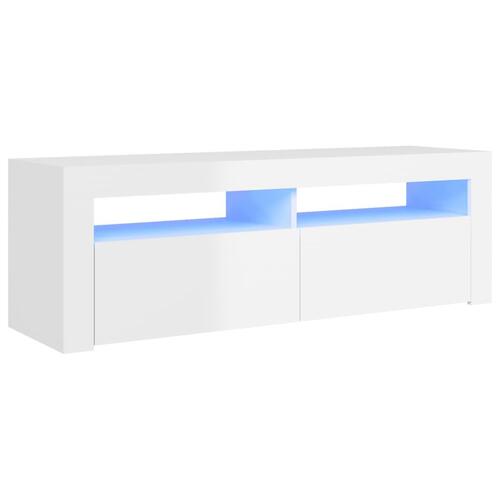 Tv-skab med LED-lys 120x35x40 cm hvid højglans