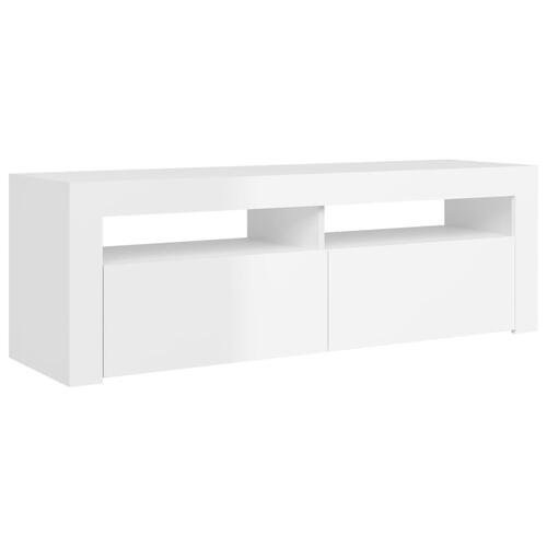 Tv-skab med LED-lys 120x35x40 cm hvid højglans