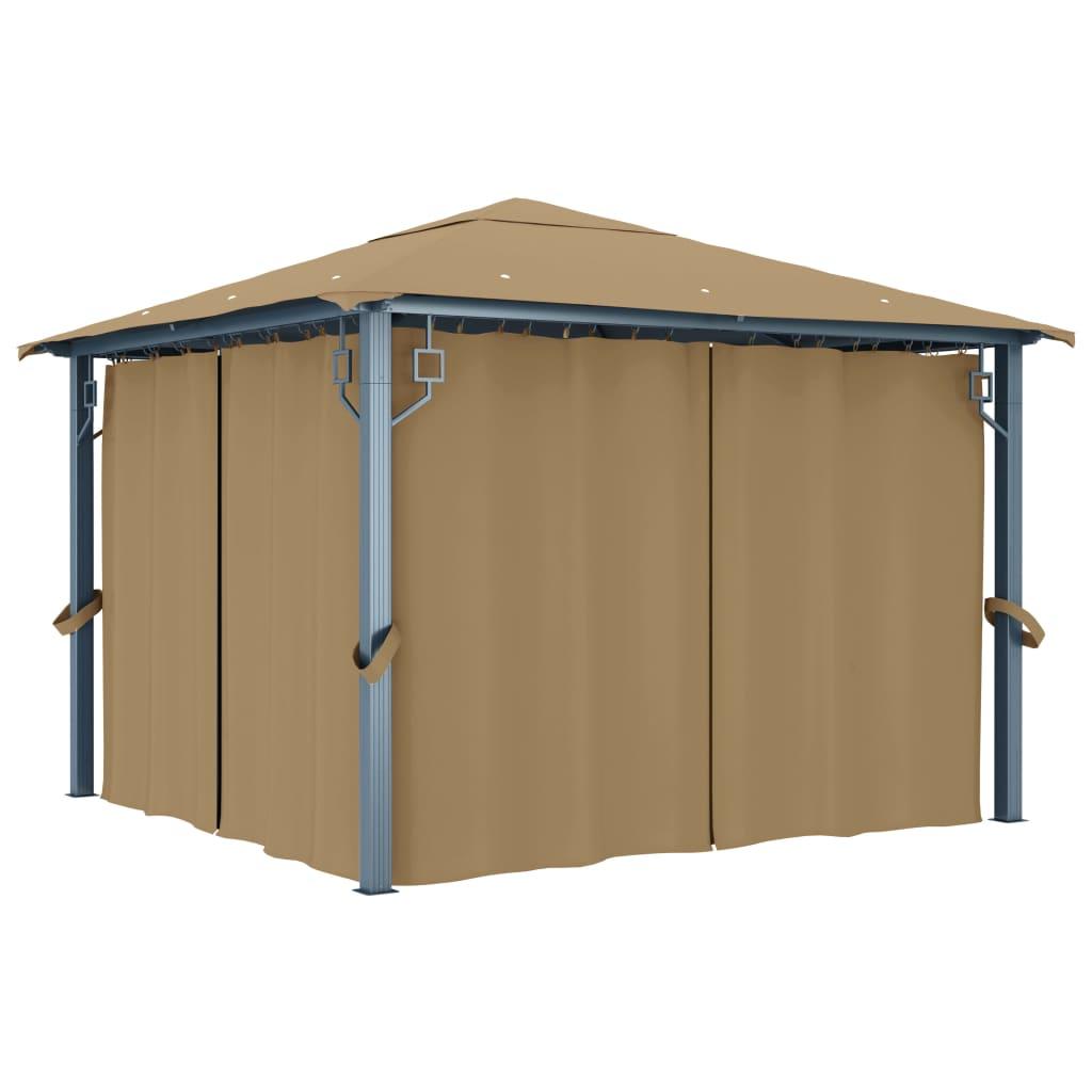 Pavillon med gardin 300x300 cm aluminium grå
