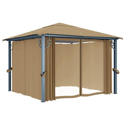Pavillon med gardin 300x300 cm aluminium grå