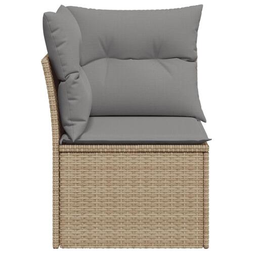 Hjørnemodul til havesofa med hynder polyrattan beige