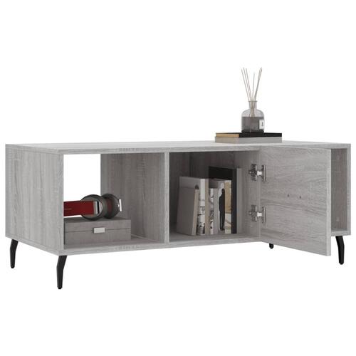 Sofabord 102x50x40 cm konstrueret træ grå sonoma-eg