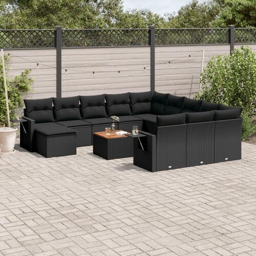 Sofasæt til haven 13 dele med hynder polyrattan sort