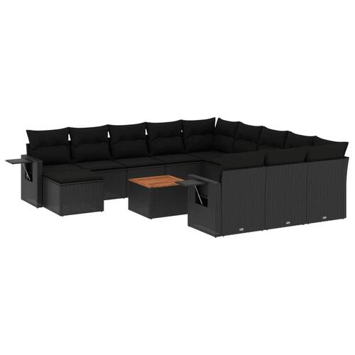 Sofasæt til haven 13 dele med hynder polyrattan sort