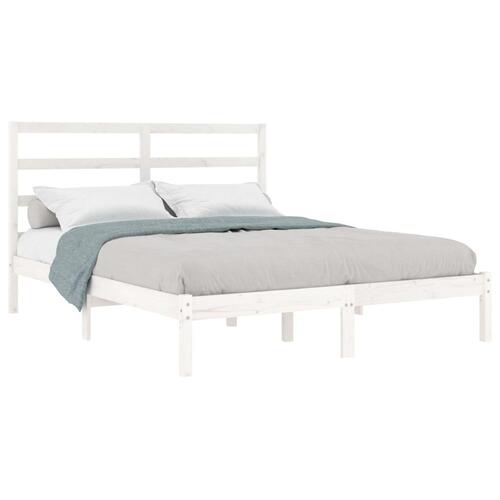 Sengeramme uden madras 160x200 cm massivt fyrretræ hvid