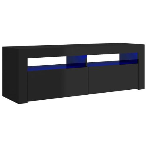 Tv-skab med LED-lys 120x35x40 cm sort højglans