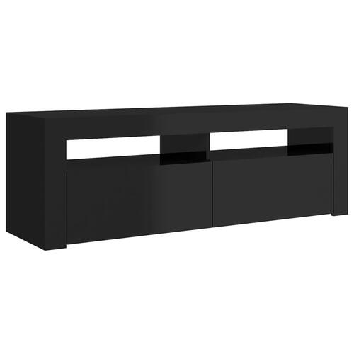Tv-skab med LED-lys 120x35x40 cm sort højglans