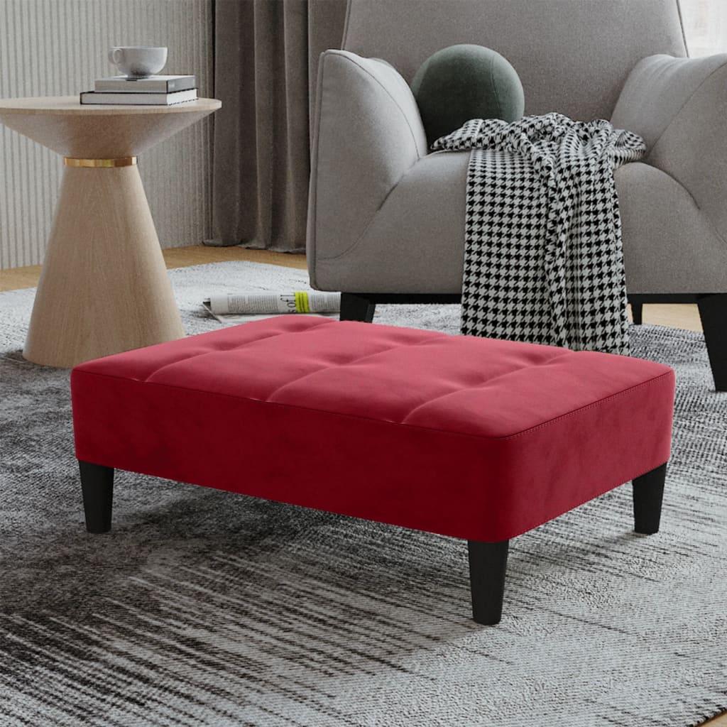 Fodskammel 78x56x32 cm fløjl vinrød