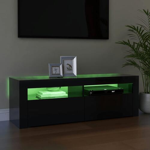 Tv-skab med LED-lys 120x35x40 cm sort højglans