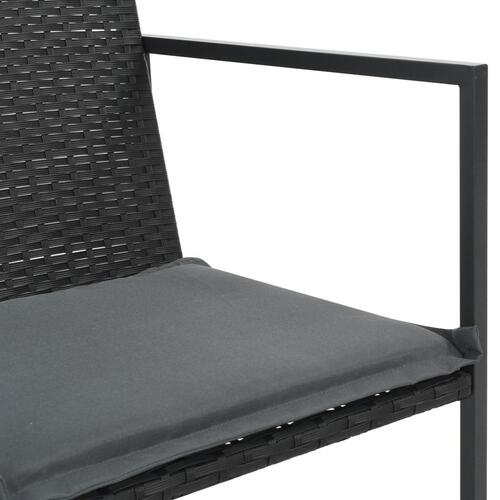 Udendørs spisebordssæt 5 dele med hynder polyrattan sort
