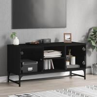 Tv-bord med glaslåger 102x37x50 cm sort