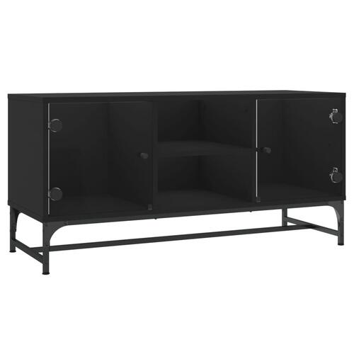 Tv-bord med glaslåger 102x37x50 cm sort