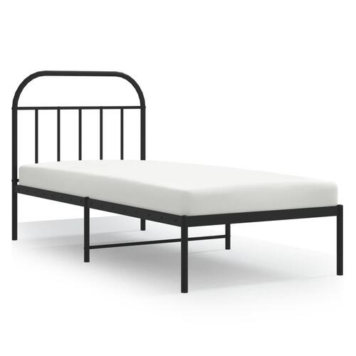 Sengeramme med sengegavl 90x190 cm metal sort