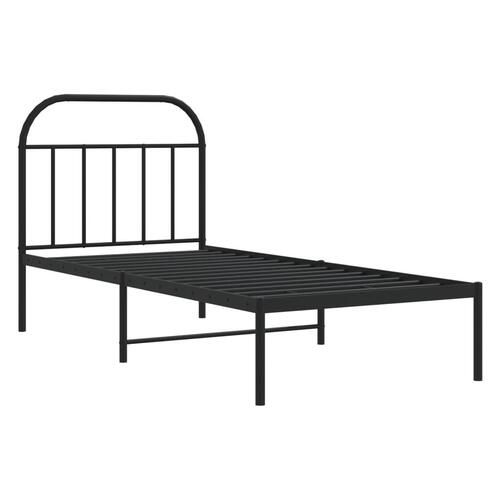 Sengeramme med sengegavl 90x190 cm metal sort
