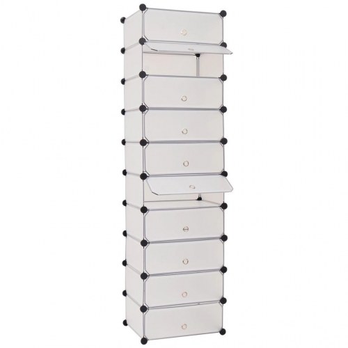 Sammensat skoskab med 10 rum - hvid, 47×37×172 cm