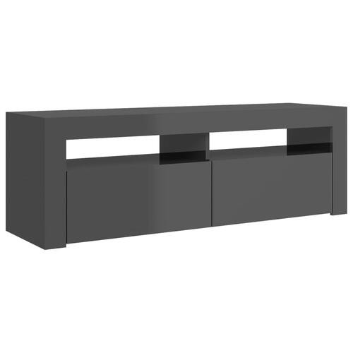 Tv-skab med LED-lys 120x35x40 cm grå højglans