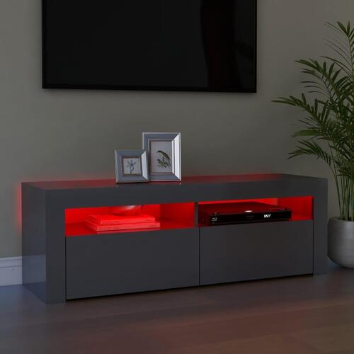 Tv-skab med LED-lys 120x35x40 cm grå højglans