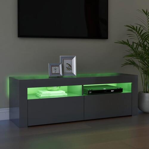 Tv-skab med LED-lys 120x35x40 cm grå højglans