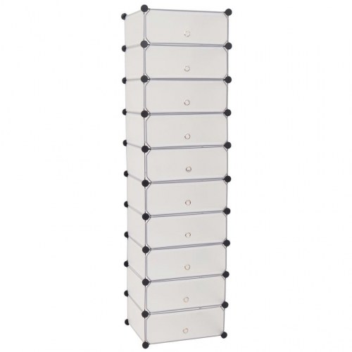 Sammensat skoskab med 10 rum - hvid, 47×37×172 cm
