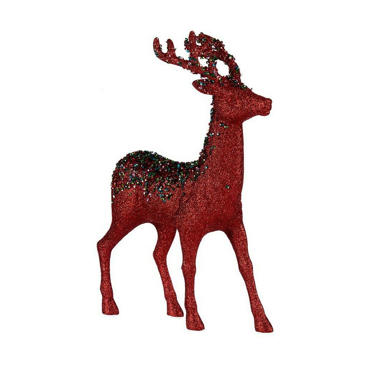 Juledekoration rensdyr - Krist+ blå/rød/fuchsia, 15 × 45 × 30 cm billede