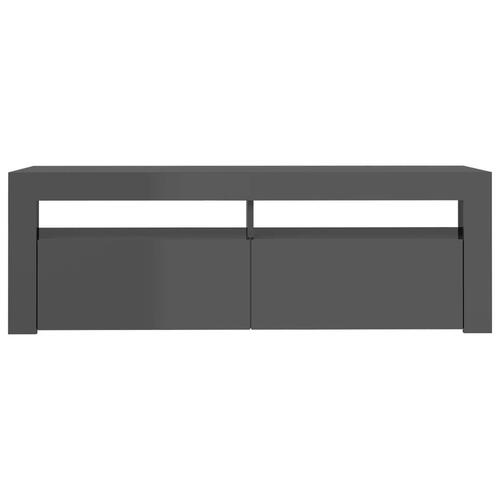 Tv-skab med LED-lys 120x35x40 cm grå højglans