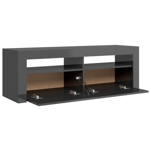 Tv-skab med LED-lys 120x35x40 cm grå højglans