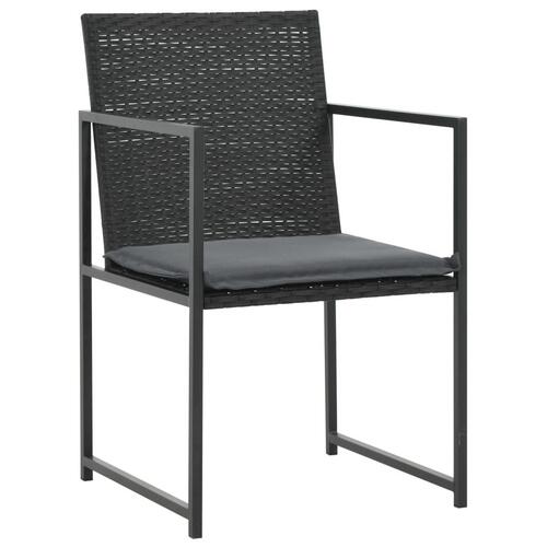 Udendørs spisebordssæt 9 dele med hynder polyrattan sort