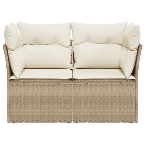 2-personers havesofa med hynder polyrattan beige