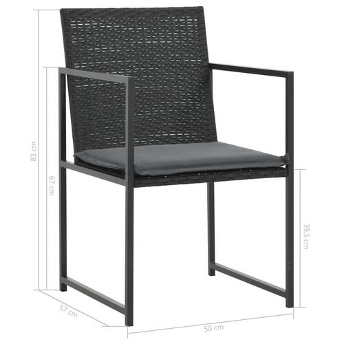 Udendørs spisebordssæt 9 dele med hynder polyrattan sort