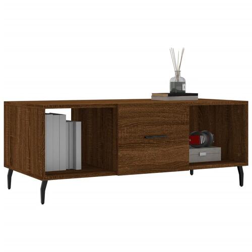 Sofabord 102x50x40 cm konstrueret træ brun egetræsfarve