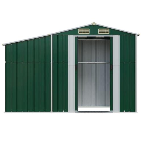 Haveskur 277x93x179 cm galvaniseret stål grøn