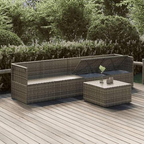 Loungesæt til haven 5 dele med hynder polyrattan grå