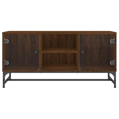 Skab med glaslåger 102x37x50 cm brun egetræsfarve
