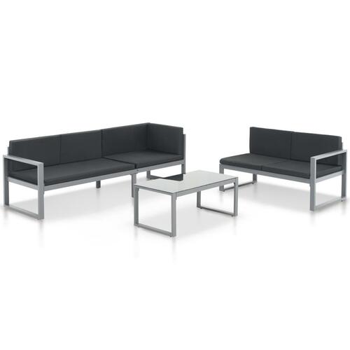 Loungesæt 3 dele med hynder aluminium sort