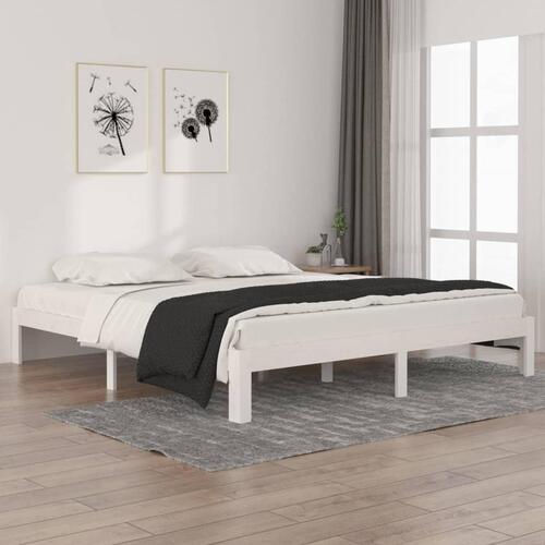 Sengestel 180x200 cm Super King massivt fyrretræ hvid
