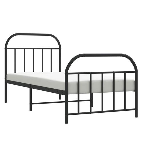 Sengeramme med sengegavl og fodgærde 90x190 cm metal sort