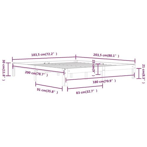 Sengestel 180x200 cm Super King massivt fyrretræ hvid