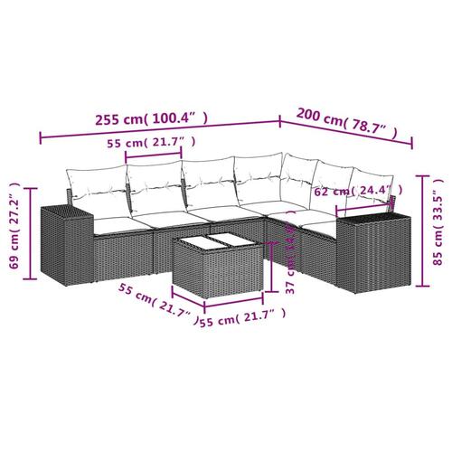 Sofasæt til haven 7 dele med hynder polyrattan beige